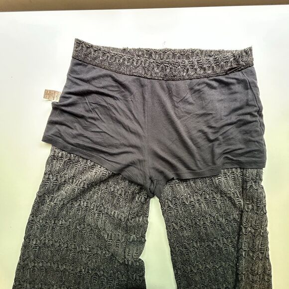 Free People Pants 6 Gray Extreme Knit Flare Mid Rise Sheer Lined Boho Festival - Picture 6 of 10